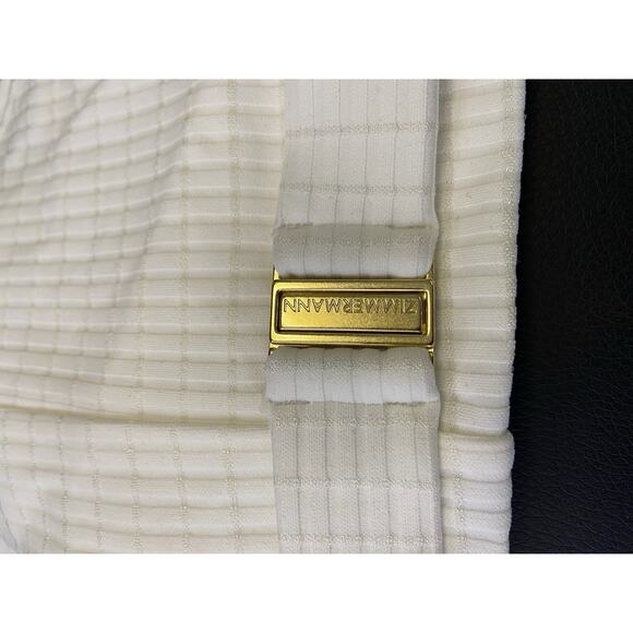 Zimmermann Alight Textured Ribbed Swim Bikini Bottom Belted Waist Ivory Size 2 - Picture 10 of 11